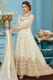 Chiffon White Georgette Embroidered Anarkali Suit