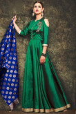 Gorgeous Green Silk Anarkali Suit With Dupatta