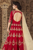Red Mulberry Silk Embroidered Anarkali Suit