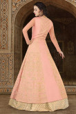 Attractive Pink Premium Net Anarkali Suit With Resham Work