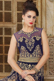 Resham Embroidered Silk Blue Color Anarkali Suit