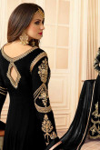 Resham Embroidered Georgette Black Anarkali Suit