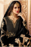 Resham Embroidered Georgette Black Anarkali Suit