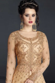 Attractive Net Anarkali Suit In Beige Color