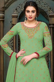 Aari Embroidered Georgette Fern Green Sharara Suit