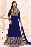 Ayesha Takia Blue Long Georgette Anarkali Churidar Suit With Dupatta