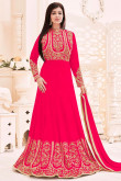 Ayesha Takia Pink Long Georgette Anarkali Churidar Suit With Dupatta