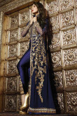 Attractive Georgette Anarkali Gown In Blue Color With Resham Embroidered