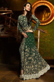 Anarkali Gown In Green Color With Resham Embroidered