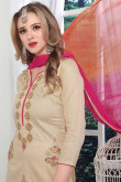 Luxurious Cotton Churidar Suit In Cream Color