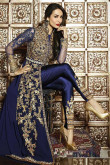 Attractive Georgette Anarkali Gown In Blue Color With Resham Embroidered