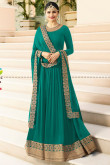 Hand Embroidered Georgette Green Anarkali Suit