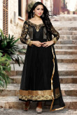 Black Silk Embroidered Anarkali Suit
