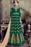 Resham Embroidered Georgette Green Anarkali Suit