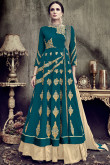 Zari Embroidered Georgette Blue Anarkali Suit