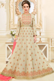 Elegant Cream Georgette Anarkali Suit With Resham Work