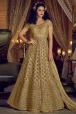 Luxurious Silk Anarkali Suit In Golden Color