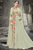 Anarkali Suit in Tea Green Color with Resham Embroidered