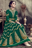 Resham Embroidered Georgette Green Anarkali Suit