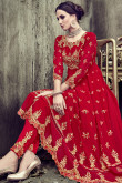 Luxurious Red Georgette Anarkali Suit With Resham Work