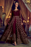Brunette Brown Silk Embroidered Anarkali Suit