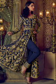 Resham Embroidered Silk Blue Anarkali Suit