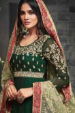 Elegant Georgette Anarkali Suit In Green Color With Resham Embroidered