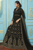 Gorgeous Black Georgette Anarkali Suit With Resham Work