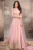 Pink Net Anarkali Suit With Dupatta