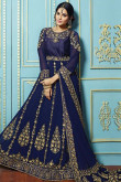 Indigo Blue Georgette Embroidered Anarkali Suit