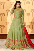 Luxurious Georgette Anarkali Suit In Green Color