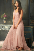 Glorious Net Anarkali Gown In Pale Pink Color