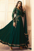 Green Georgette Anarkali Churidar Suit With Dupatta