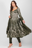 Noor Olive Green Anarkali Suit with Gota Patti Embroidery