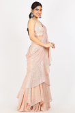 Light Peach Net Sequins Embroidered Heavy Saree 