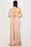 Light Peach Net Sequins Embroidered Heavy Saree 