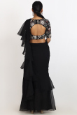 Beautiful Black Organza Ruffle Style Saree