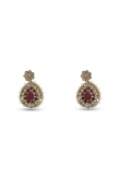 Pearl Beaded Floral Choker Set with Maroon Stone Centerpiece