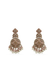 Light Pink Beaded Dangle Earrings With Gold-Plated Finish