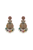 Multi Color Beaded Dangle Earrings With Gold-Plated Finish