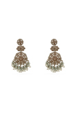 Mint Green Stone Dangle Earrings With Gold-Plated Finish