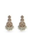 Mint Green Beaded Dangle Earrings With Gold-Plated Finish