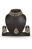 Pearl Drop Choker Set with Multicolor Tikka & Earrings