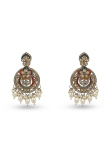 Pearl Drop Choker Set with Multicolor Tikka & Earrings