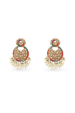 Multi Color Stone Chandbali Earrings With Tikka Jewelry