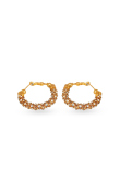 Elegant Gold Stone Work Hoop Earrings with Gold-Plated Design