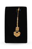 Long Gold Necklace with Tikka & Chandbali Earrings