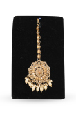 Gold Plated Pearl Choker Set with Jhumkas & Maang Tikka