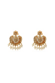 Gold Plated Pearl Strand Pendant Set with Filigree Kundan Centerpiece