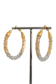 Gold-Plated Gold Stone Work Hoop Earrings with Timeless Finish